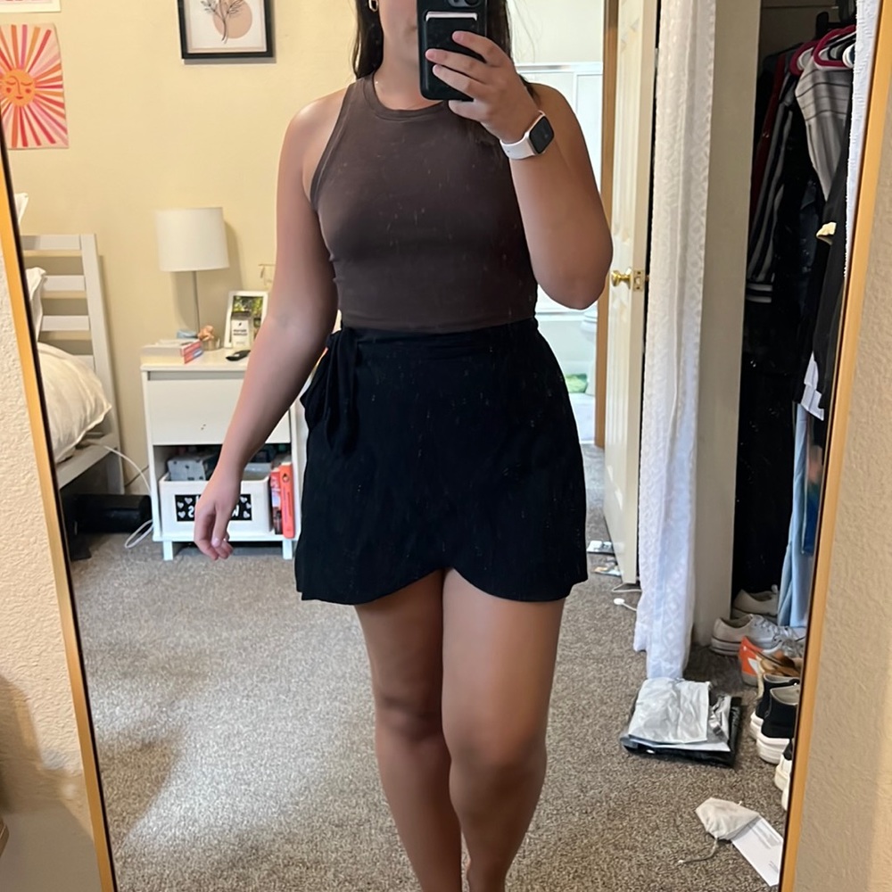 Reformation Black Wrap Mini Skirt